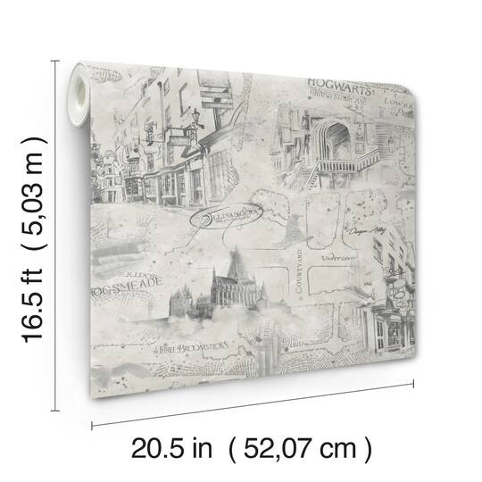 RoomMates Taupe Harry Potter Map Peel & Stick Wallpaper